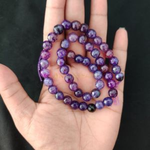 8mm Natural Onyx Beads, Faceted, Round, Double Shade Violet