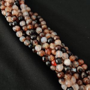8mm Natural Onyx Beads, Faceted, Round, Double Shade Brown