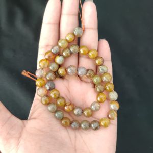 8mm Natural Onyx Beads, Faceted, Round, Double Shade Earthy green