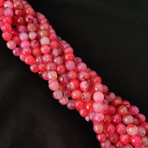 8mm Natural Onyx Beads, Faceted, Round, Double Shade Pink