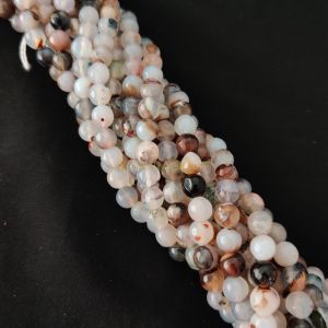 8mm Natural Onyx Beads, Faceted, Round, Double Shade Grey