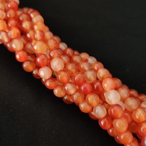 8mm Natural Onyx Beads, Faceted, Round, Double Shade Orange
