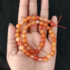 8mm Natural Onyx Beads, Faceted, Round, Double Shade Orange