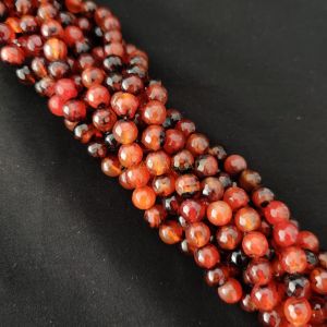 8mm Natural Onyx Beads, Faceted, Round, Brown & Black