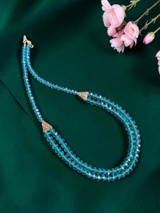 Navrabeads Sky Blue Crystal Beads Necklace for Women & Girls | 20 Inches | Elegant Trendy Necklace for Daily Wear, Parties & Gifting