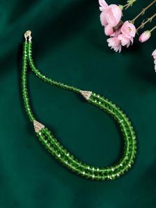 Navrabeads Grass Green Crystal Beads Necklace for Women & Girls | 20 Inches | Elegant Trendy Necklace for Daily Wear, Parties & Gifting
