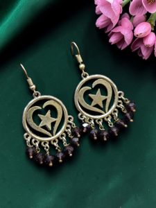 Navrabeads Crystal Earrings with Silver finish 