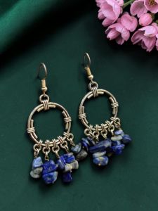 Navrabeads Gemstone Earrings with Silver finish 