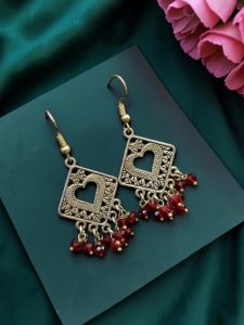 Navrabeads Gemstone Earrings with Silver finish 