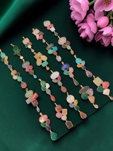 Pack of 20 pieces Premium Quality Mix Gemstone Pendants, Assorted, Gold Finish