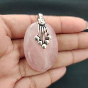 Navrabeads Premium Quality Lace Agate Pendant(1 to 1.5") for Women | Silver Finish