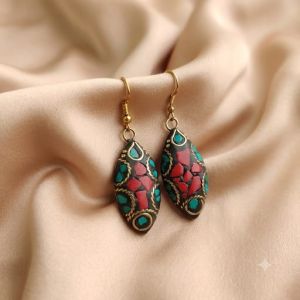 Navrabeads Tibetan Oval Earrings | Ethnic & Bohemian Style Earrings for Women