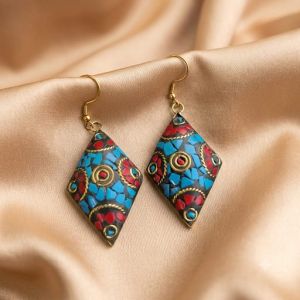 Navrabeads Tibetan Diamond Earrings | Ethnic & Bohemian Style Earrings for Women