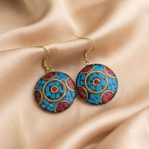 Navrabeads Tibetan Round Earrings | Ethnic & Bohemian Style Earrings for Women
