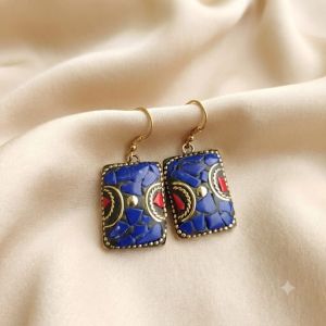 Navrabeads Tibetan Square Earrings | Ethnic & Bohemian Style Earrings for Women