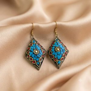 Navrabeads Tibetan Diamond Earrings | Ethnic & Bohemian Style Earrings for Women