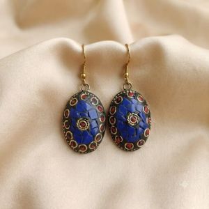 Navrabeads Tibetan Oval Earrings | Ethnic & Bohemian Style Earrings for Women