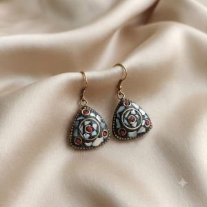 Navrabeads Tibetan Disc Earrings | Ethnic & Bohemian Style Earrings for Women