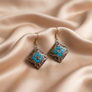 Navrabeads Tibetan Diamond Earrings | Ethnic & Bohemian Style Earrings for Women