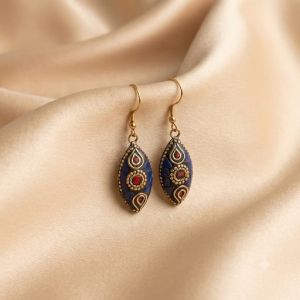 Navrabeads Tibetan Oval Earrings | Ethnic & Bohemian Style Earrings for Women