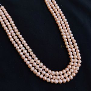 Navrabeads 15 Inch String AAA Quality 6mm Peach Potato Freshwater Pearls for Jewellery Making, Natural Cultured Pearls for Necklaces, Earrings & DIY Designs (Approx 55–60 Pearls)