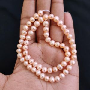Navrabeads 15 Inch String AAA Quality 6mm Peach Potato Freshwater Pearls for Jewellery Making, Natural Cultured Pearls for Necklaces, Earrings & DIY Designs (Approx 55–60 Pearls)