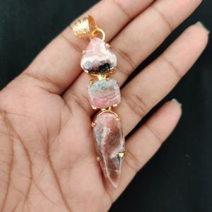 Navrabeads Premium Quality Natural 3 Step Gemstone Pendant Gold Finish with Anti-Tarnish Free Gold Polish for Women