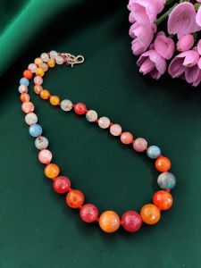 Navrabeads Graduated Onyx Stone Beads Necklace – 20 Inch Length | Multicolour Round Beads