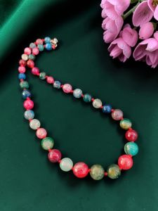 Navrabeads Graduated Onyx Stone Beads Necklace – 20 Inch Length | Multicolour Round Beads