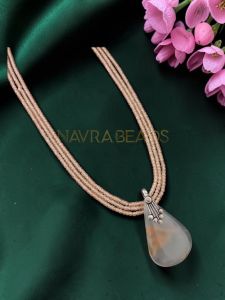 Navrabeads Lace Agate Pendant Necklace with CZ Beads | 22 Inches | Elegant Fashion Jewellery for Women