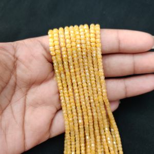 Navrabeads Turmeric Yellow Cubic Zirconia Beads String 2x3mm – Premium CZ Faceted Crystal Spacer Beads, 14 Inch Strand, 135 Beads for Jewelry Making, Bracelet, Necklace & Earring Design