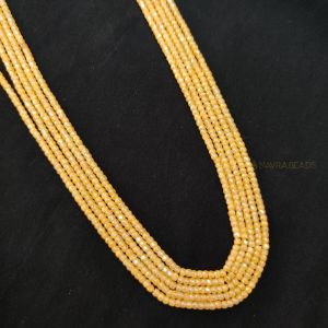 Navrabeads Turmeric Yellow Cubic Zirconia Beads String 2x3mm – Premium CZ Faceted Crystal Spacer Beads, 14 Inch Strand, 135 Beads for Jewelry Making, Bracelet, Necklace & Earring Design