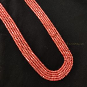 Navrabeads Brick Red Cubic Zirconia Beads String 2x3mm – Premium CZ Faceted Crystal Spacer Beads, 14 Inch Strand, 135 Beads for Jewelry Making, Bracelet, Necklace & Earring Design