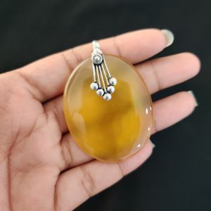 Navrabeads Premium Quality Lace Agate Pendant(1 to 1.5") for Women | Silver Finish