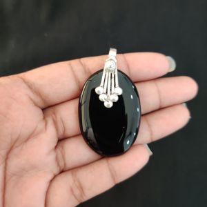 Navrabeads Premium Quality Lace Agate Pendant(1 to 1.5") for Women | Silver Finish