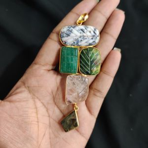 Navrabeads 5 Stone Design Pendant – Gold Finish | Elegant Pendant for Jewellery Making & DIY Designs