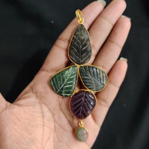 Navrabeads 5 Stone Design Pendant – Gold Finish | Elegant Pendant for Jewellery Making & DIY Designs