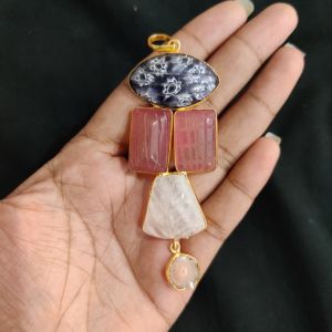 Navrabeads 5 Stone Design Pendant – Gold Finish | Elegant Pendant for Jewellery Making & DIY Designs