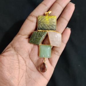 Navrabeads 5 Stone Design Pendant – Gold Finish | Elegant Pendant for Jewellery Making & DIY Designs