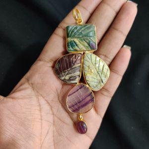 Navrabeads 5 Stone Design Pendant – Gold Finish | Elegant Pendant for Jewellery Making & DIY Designs