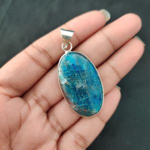Apatite Pendant, Gemstone Pendant, 1 to 1.5", Silver finish