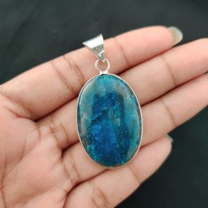 Apatite Pendant, Gemstone Pendant, 1 to 1.5", Silver finish