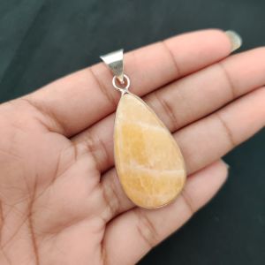 Calcite Pendant, Gemstone Pendant, 1 to 1.5", Silver finish