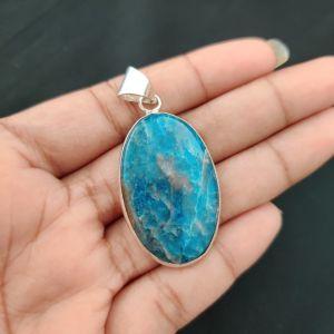 Apatite Pendant, Gemstone Pendant, 1 to 1.5", Silver finish