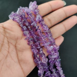 Navrabeads Amethyst Stone Beads Chips – 30 Inch String | Approx. 200-240 Beads for Jewellery Making