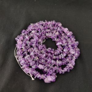 Navrabeads Amethyst Stone Beads Chips – 30 Inch String | Approx. 200-240 Beads for Jewellery Making