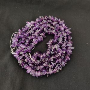 High quality Natural Amethyst (Dark Shade) Gemstone Chip Beads 30 Inch String 