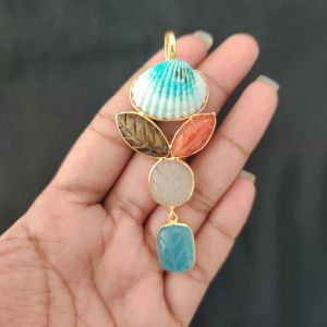 Navrabeads 5 Stone Design Pendant – Gold Finish | Elegant Pendant for Jewellery Making & DIY Designs