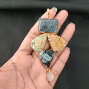 Navrabeads 5 Stone Design Pendant – Gold Finish | Elegant Pendant for Jewellery Making & DIY Designs