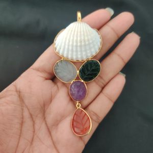 Navrabeads 5 Stone Design Pendant – Gold Finish | Elegant Pendant for Jewellery Making & DIY Designs